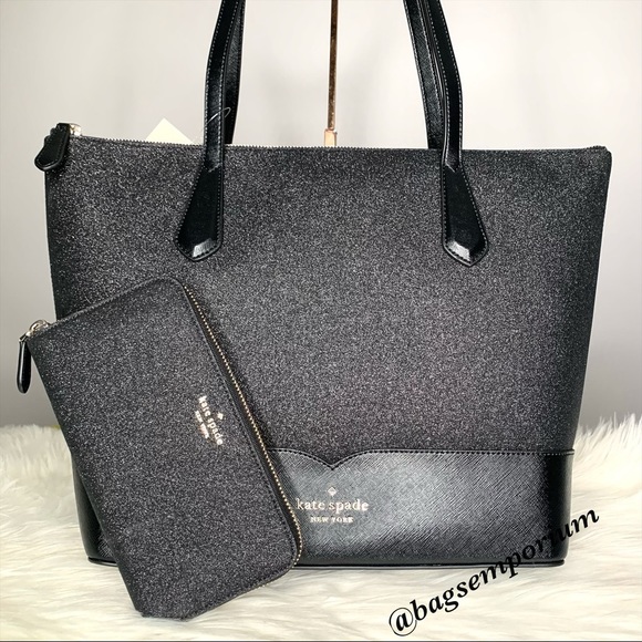 Kate Spade LG Glitter Tote / Wallet 3 piece set - Picture 8 of 16